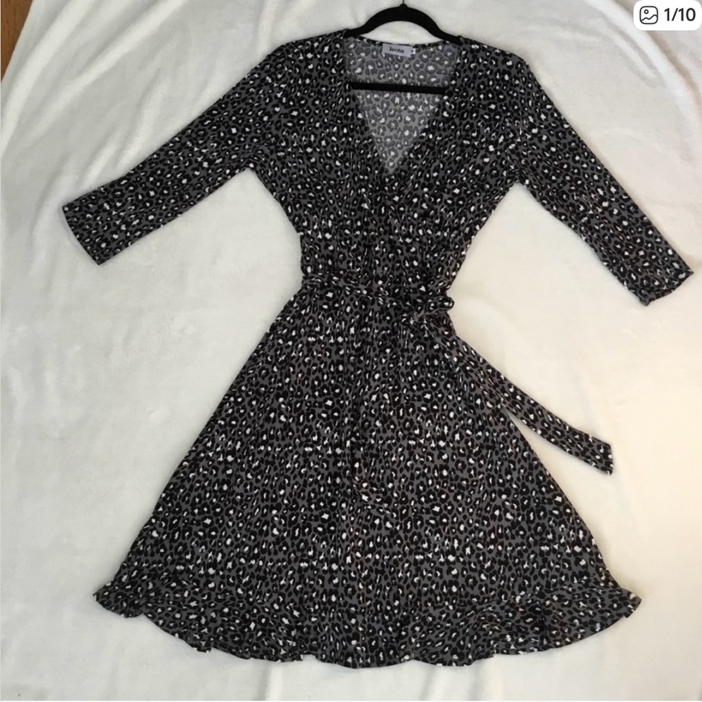 Leota Gray and Black Animal Print Dress